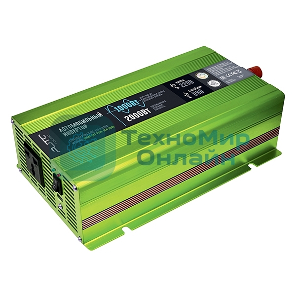 Автомобильный инвертор (преобразователь) 12В в 220В, Модель QUMO QAI-PSW-914-2000 (AVCPSW-Q2000)