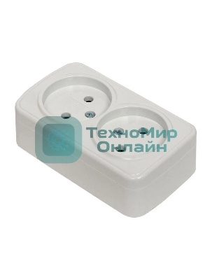 Розетка EKF EGR10-102-10 2-я, б/з, 10А, ОП Basic Минск белый