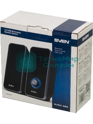 Акустическая система 2.0 SVEN 325, черный, USB, мощность 2x3 Вт(RMS) SVEN 325, черный, USB, акустическая система 2.0, мощность 2x3 Вт(RMS)