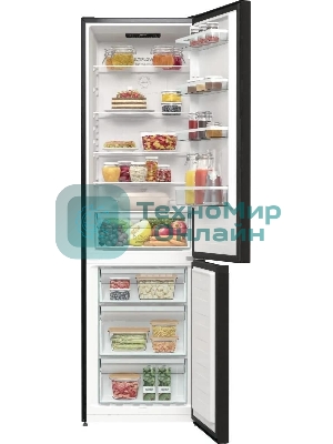 Холодильник Gorenje NRK6202EBXL4 черный матовый двухкамерный 235/96л морозилка снизу, No Frost