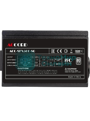 Блок питания Accord ACC-SFX500-80 SFX, 500Вт, 80мм, черный