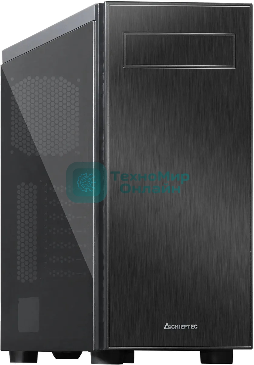 Компьютерный корпус CHIEFTEC HAWK AL-02B-TG-OP без БП, боковая панель из закаленного стекла, черный, ATX