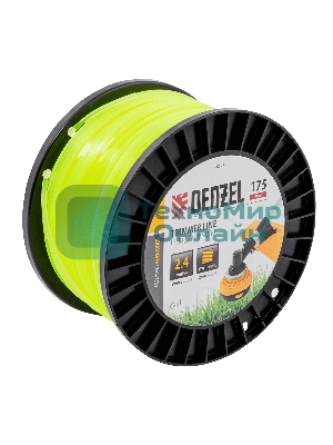 Леска для триммера Denzel квадрат, 2,4мм х 175м, на DIN катушке FLEX CORD
