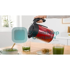 Чайник электрический Bosch TWK7L464 1.7 л, 2400 Вт., нерж.сталь, покрытая эмалью, красный, шкала уровня воды