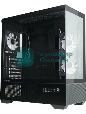 Компьютерный корпус ZALMAN CHRONIX V2, ATX, BLACK, WINDOW, 1xCombo (3.5’’ or 2.5’’), 1x3.5’’HDD, 2x2.5’’SSD, 1xUSB2.0, 1xUSB3.0, 1xUSB Type-C, SIDE 2x120мм ARGB, REAR 1x120мм ARGB