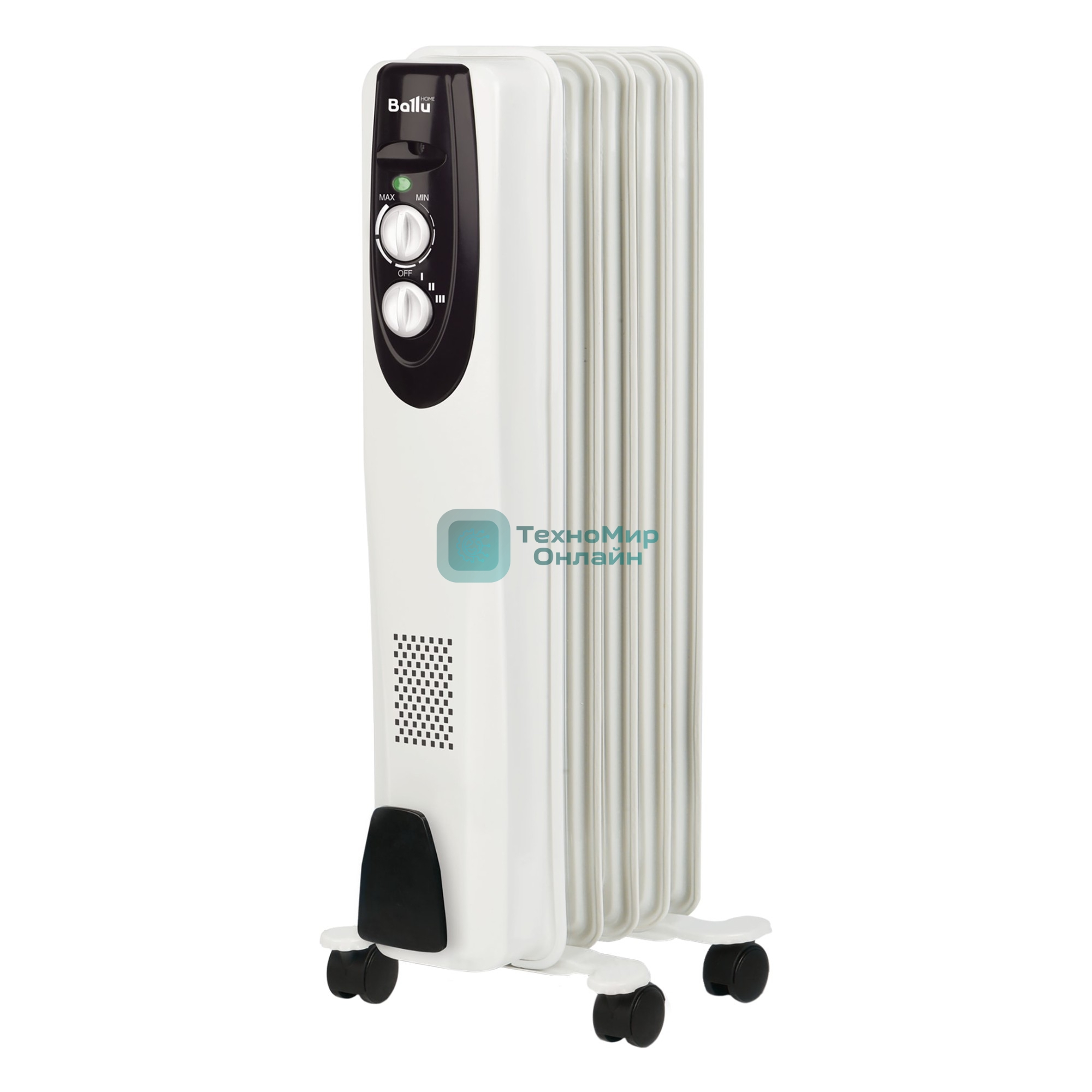 Обогреватель масляный Ballu Classic BOH/CL-05WRN (5 секций), белый, 1000 Вт, 15 м2, термостат