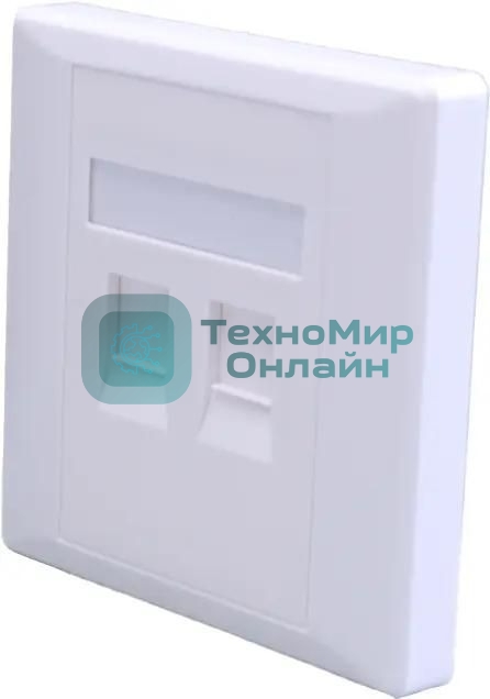 Панель Suprlan 10-0334-1, лицевая со шторкой 80x80, 2xKeystone ABS пластик, белый