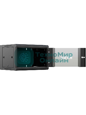 Шкаф коммутационный NTSS (NTSS-W9U6060GS-BL) настенный 9U 570x600мм пер.дв.стекл 60кг черный 22кг