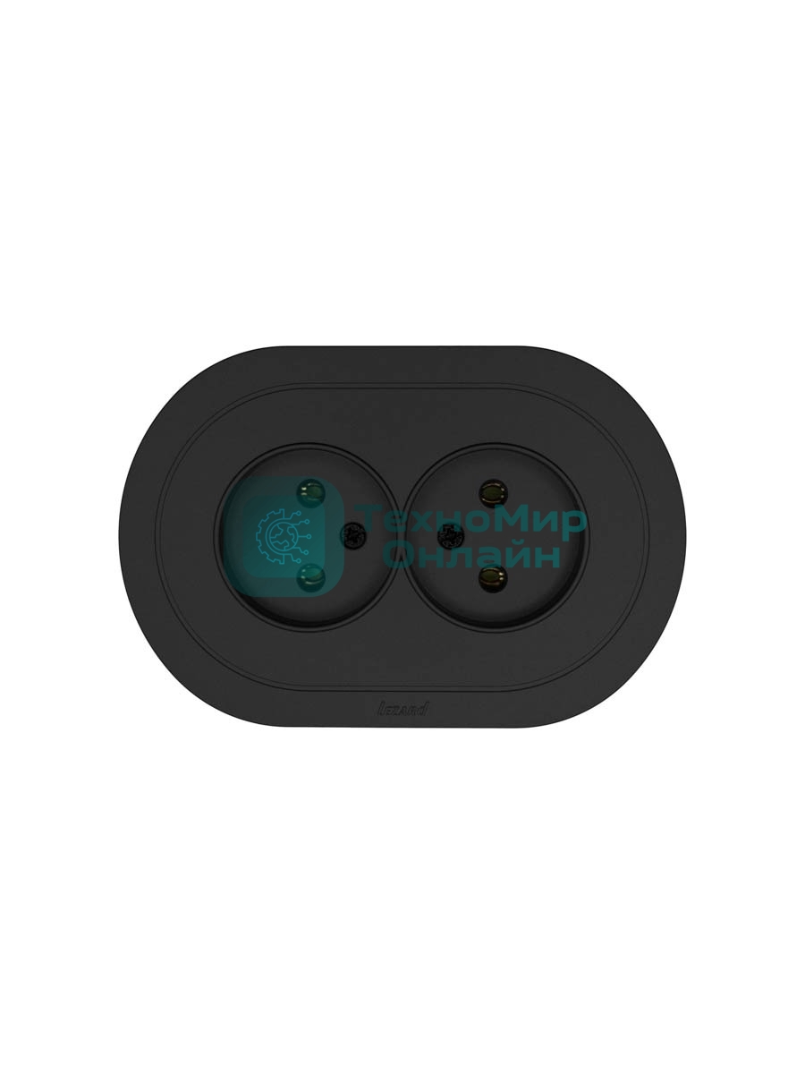 Розетка 2-м LEZARD СП OSEN без заземл. ПБТ, круглая, механизм, черный бархат 744-4200-128B