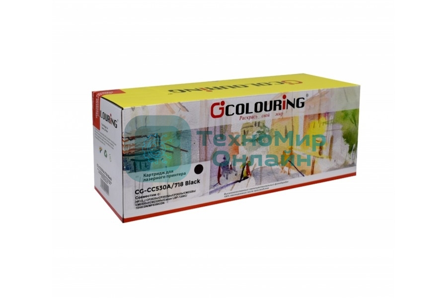 Картридж лазерный Colouring CG-CC530A/718 черный (3500 стр.) для HP LJ CP2025/CM2320/Canon LBP-7200C/7210CDN/MF8330CDN