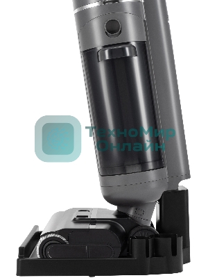 Пылесос вертикальный моющий Hyundai HYV-S01AQUA серый/черный, питание от аккумулятора, 75 Вт, уборка влажная/сбор жидкости/сухая, пылесборник 0.58 л