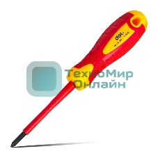 Диэлектрическая крестовая отвертка Deli DL514080 PH1х80 мм сталь Cr-V, сертификат VDE для работ под напряжением до 1000 В