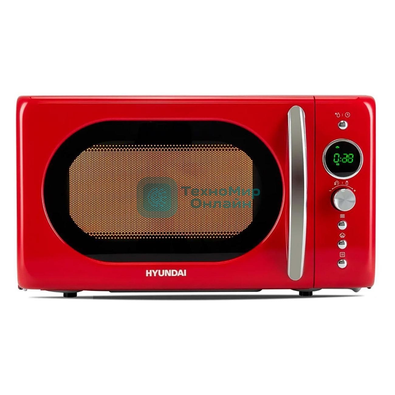 Микроволновая печь Hyundai HYM-D3037 красный, 20 л, 700 Вт, переключатели - кнопки, поворотный механизм