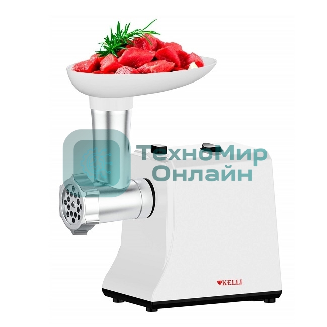 Мясорубка электрическая KELLI KL-5008 черный, 2600 Вт, 1.8 кг/мин, реверс, защита от перегрузки, насадки - 2