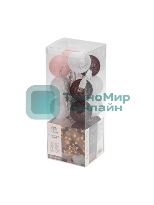 Тайские фонарики Neon-night Вельвет 3,5 м, 20 LED, прозрачный ПВХ, теплый белый, питание USB