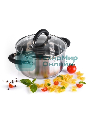 Кастрюля TalleR TR-11044 Шелборн с крышкой, 16,5 см, 2,2 л, нержавеющая сталь 18/10