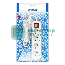 Удлинитель Smartbuy (SBE-16-4-03-ZS) 4 гнз х 3,0 м (16А/3.5 кВт, ПВС 3х1.0)