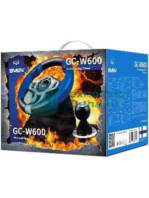 Руль черный SVEN GC-W600 (виброотдача, педали, джойстик, 12 кн., USB)