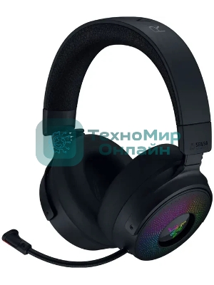 Гарнитура Razer Kraken V4 Pro чёрный, беспроводная + проводная, радиоканал, до 45 ч, подсветка