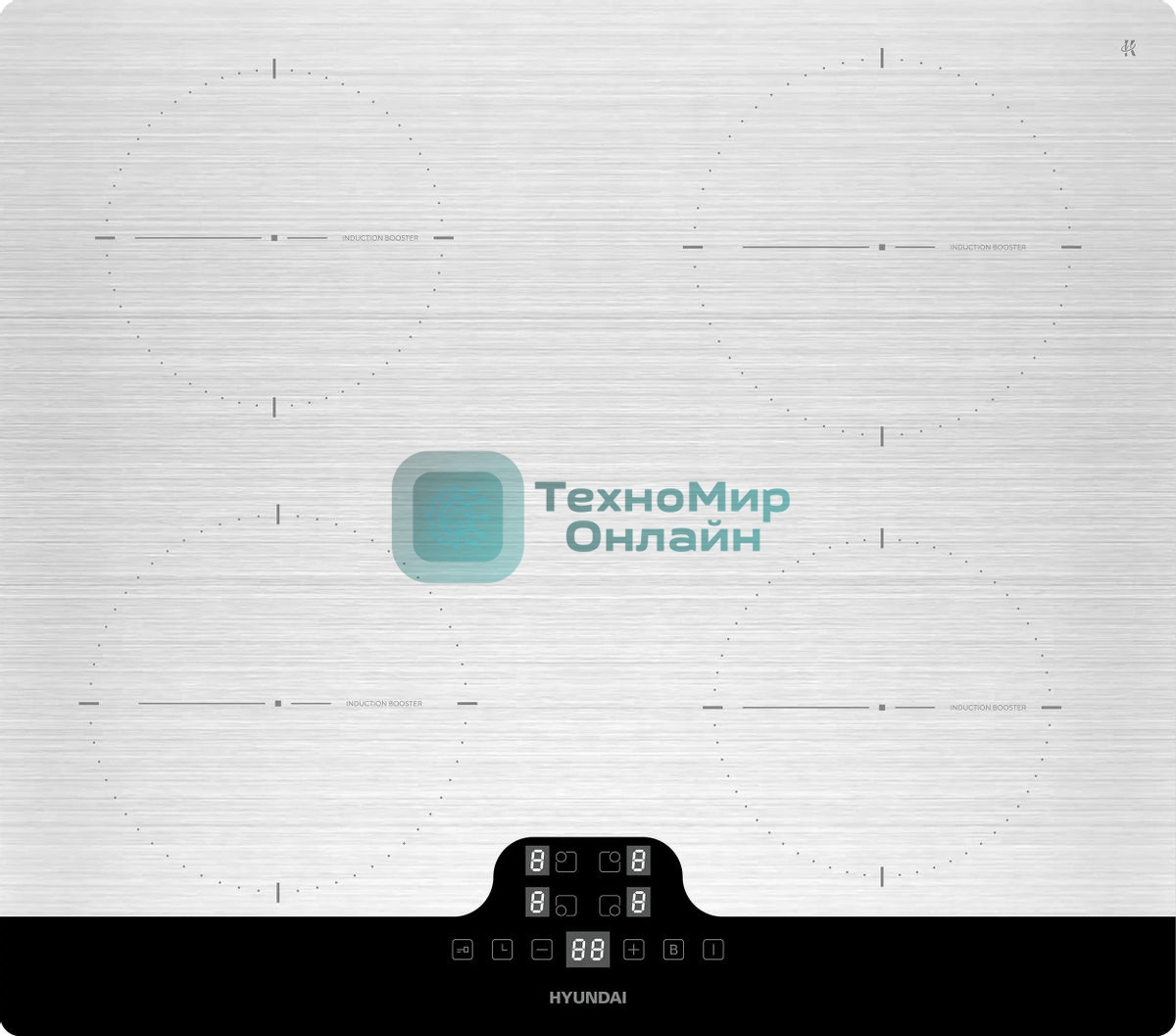 Индукционная варочная панель Hyundai HHI 6772 GR независимая, серебристый
