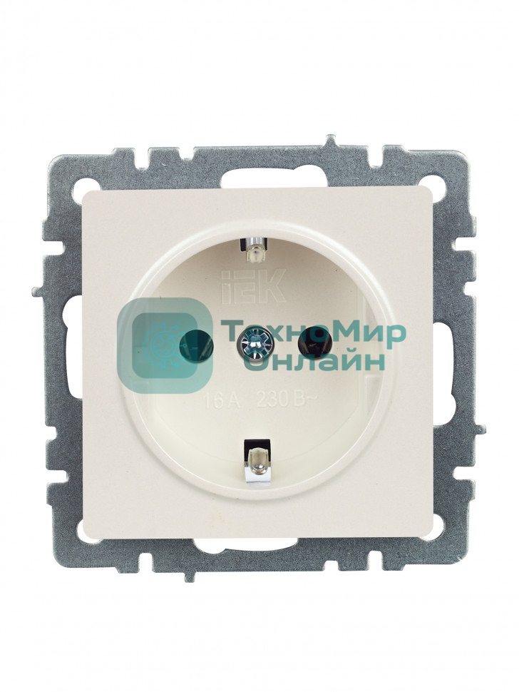 Розетка 1-местная IEK BRITE 16А РС11-1-0-БрЖ с заземлением, без защитных шторок, 16А, жемчуг