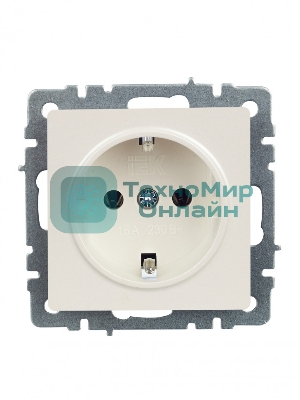 Розетка 1-местная IEK BRITE 16А РС11-1-0-БрЖ с заземлением, без защитных шторок, 16А, жемчуг