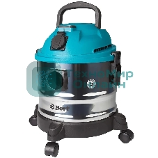 Строительный пылесос Bort BSS-1015 голубой/серебристый, 285/1250 Вт, уборка сухая/влажная, пылесборник контейнер, 15 л