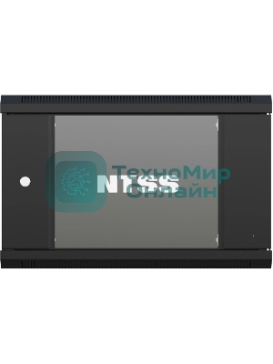 Шкаф коммутационный NTSS (NTSS-W9U6060GS-BL) настенный 9U 570x600мм пер.дв.стекл 60кг черный 22кг