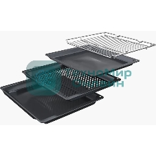 Духовой шкаф Bosch HNG978QB1 Accent line. Serie 8, духовой шкаф с микроволнами и паром, черный, 28 режимов + комбинированные режимы, микроволны до 800 Вт, 4-слойное остекление, 3 цветных текстовых TFT-дисплея 2,5