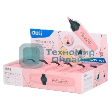 Текстовыделитель Deli EU356-PK Macaron, скошенный пишущий наконечник, 1-5мм, розовый пастельный