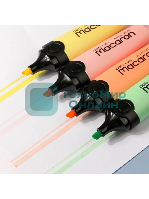 Набор текстовыделителей Deli EU356-MT Macaron, скошенный пишущий наконечник, 4 цвета,