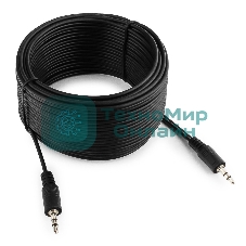 Кабель аудио Cablexpert CCA-404-10M-N, Jack 3.5(M)/Jack 3.5(M), 3pin, 10м, черный, пакет