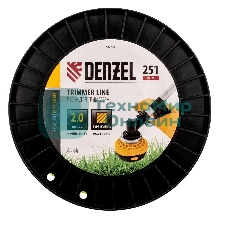 Леска для триммера Denzel квадрат, 2,0мм х 251м, на DIN катушке FLEX CORD