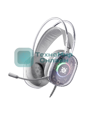 Гарнитура Defender Cyborg белый, проводная, USB, подсветка