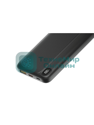 Портативный аккумулятор OLMIO L-10, 10000mAh, 22.5W, QC3.0, PD, LCD, + кабели Lightning\Type-C, черный