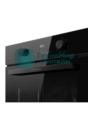Духовой шкаф Kuppersberg HO 606 Black, High-Tech, 78 л, поворотное управление, дисплей, таймер, 6 режимов, макс. температура 310 градусов, телескопические направляющие (на 1 уровень), цвет черный, цвет фурнитуры черный