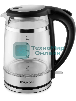 Чайник электрический Hyundai HYK-G3036 1.7л. 2200Вт черный/прозрачный (корпус: стекло)