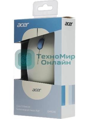 Мышь беспроводная Acer OMR205 белый/голубой, 1200 dpi, радиоканал, USB, кнопки - 3