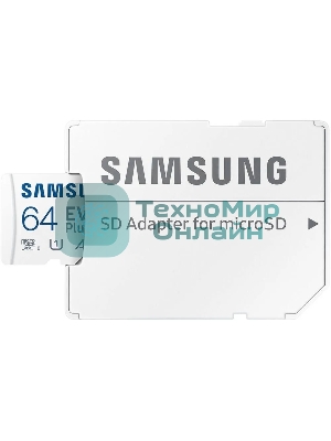 Флеш карта Samsung EVO Plus, microSDXC 64Gb (R/W 160/90 Mb/s, adapter) MB-MC64SA/APC