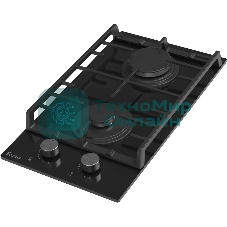 Газовая варочная панель EVELUX HEG 360 BG, Hi-Tech, 30 см, 2 конфорки, газ-контроль, электроподжиг, черный