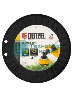Леска для триммера Denzel двухкомпонентная круглая, 4,0мм х 69м, на DIN катушке EXTRA CORD
