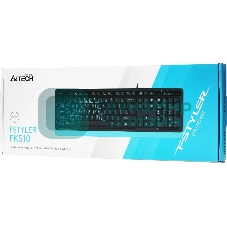 Клавиатура проводная A4Tech Fstyler FKS10, USB, черный/синий
