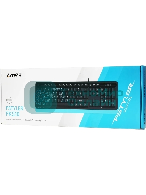 Клавиатура проводная A4Tech Fstyler FKS10, USB, черный/синий