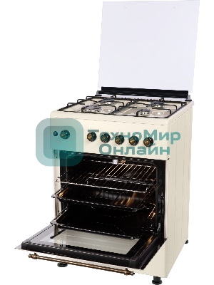 Плита газовая Nordfrost GG 6061 Y бежевый, конфорок 4 шт, духовка 63 л, 60 см x 89 см x 60 см