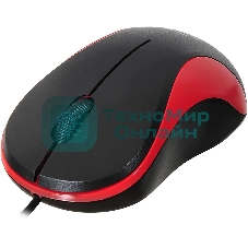 Мышь проводная Oklick 115S черный/красный, 1200 dpi, USB, кнопки - 3