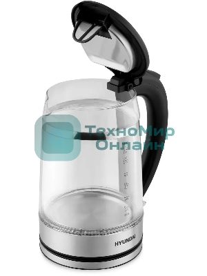 Чайник электрический Hyundai HYK-G3036 1.7л. 2200Вт черный/прозрачный (корпус: стекло)