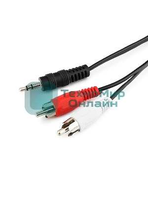 Кабель аудио Cablexpert CCA-458-0.2M-N, Jack 3.5(M)/2xRCA, 0.2м, черный, пакет