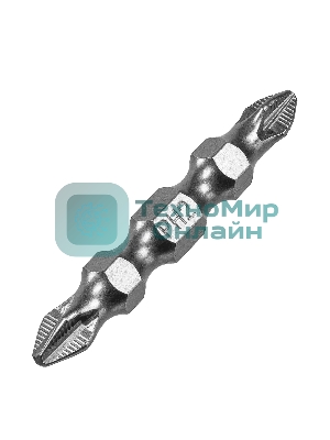 Набор бит Denzel двухстор., PH2-PZ2х45 мм, сталь S2, 10 шт.