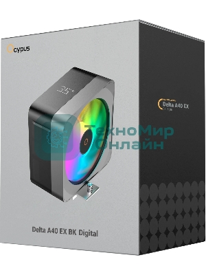 Кулер для процессора Ocypus Delta A40 EX BK Digital, 120мм ARGB FAN, Top Display Panel, 4 HEAT PIPES, 4-PIN PWM, 500-1800 RPM, 29DBA, HYDRO BEARING, LGA115X/1200/1700/18XX, AM4/AM5