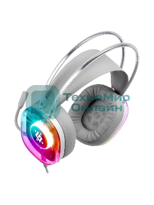 Гарнитура Defender Cyborg белый, проводная, USB, подсветка